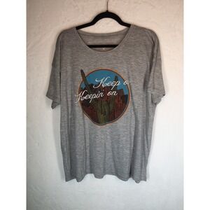 Life ClothingGray Womens Graphic T-Shirt Keep On Keepin On‎ Cactus Desert Scene